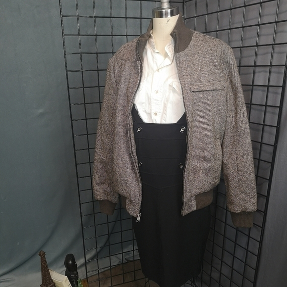 Vintage Tweed Gender-neutral Brown Bomber Jacket - Picture 4 of 7